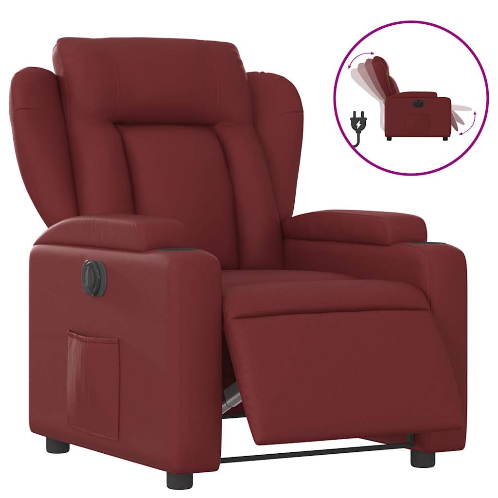 Electric Recliner Chair Burgundy Artificial Leather