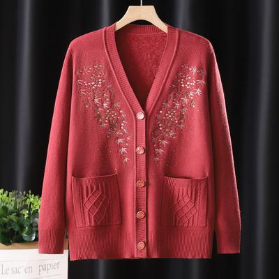 Свитер бабушки в стиле «плюс бархат» для женщин среднего и пожилого возраста, куртка-свитер, утолщенная зимняя одежда, теплая одежда для мамы, утолщенная