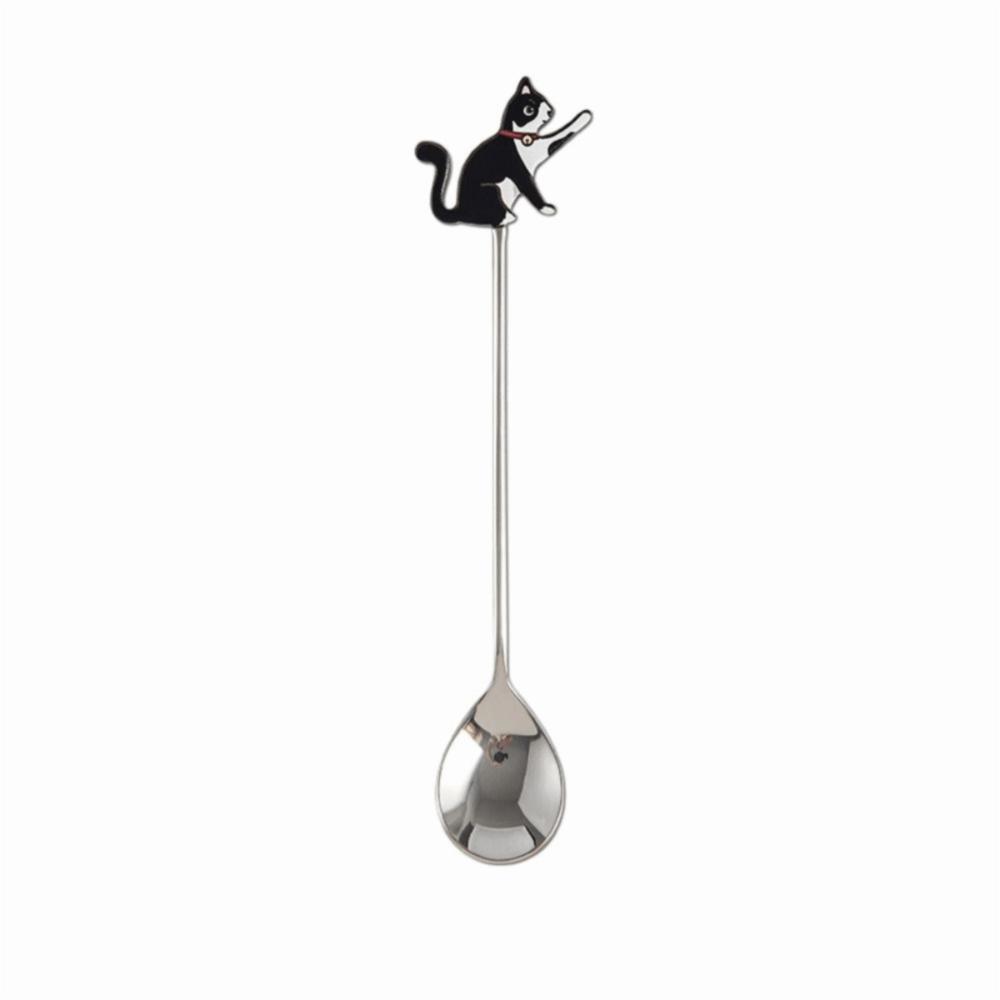 Polished Stirring Spoon Japanese Korean Style Teaspoon Scoop Cat Fish Stainless Steel Spoon Gifts