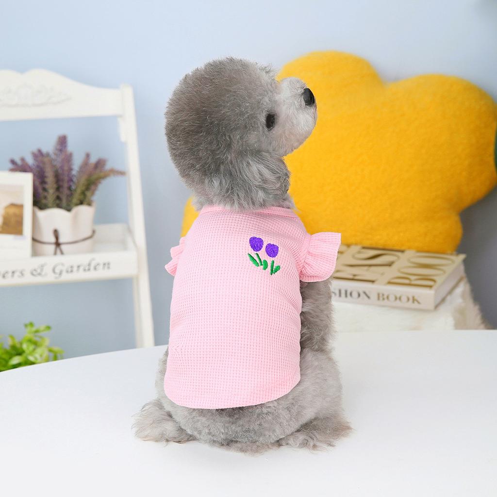 Лето 2023, Ins, одежда для домашних животных, новая одежда для домашних животных, одежда для щенков, вафельная майка с летающими рукавами