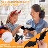 180 Pcs 3D Bat Wall Stickers 4 Size Waterproof Black PVC Halloween Decorations for Indoor Outdoor Spooky Party Home Wall Door Window Decor
