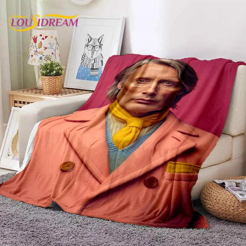 Мягкое фланелевое одеяло Mads Mikkelsen 3D Actor Star для кроватей, диванов, пикников, плед для отдыха на свежем воздухе, подарок