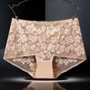 Бесшовные кружевные трусики с высокой талией для женщин, нижнее белье, сексуальные сетчатые дышащие трусы с цветочной вышивкой, большие размеры, нижнее белье
