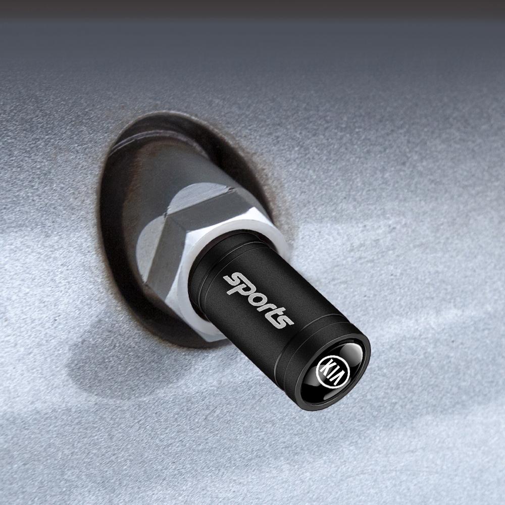2026 Hot Car Sticker 4Pcs 3D Aluminum Alloy Car Wheel Tire Air Valve Dust Caps Rim Accessories For Kia Rio 3 Soul Picanto EV6 Ce
