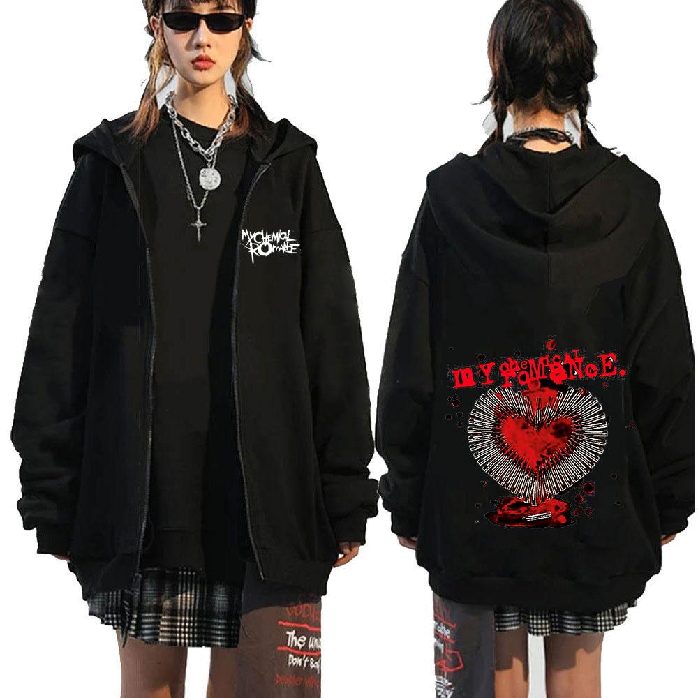 Rock Band My Chemical Romance Mcr Dead Zipper Hoodie Black Parade Punk Emo Zip Up Hoodies Men Fashion Vintage Oversized Pullover