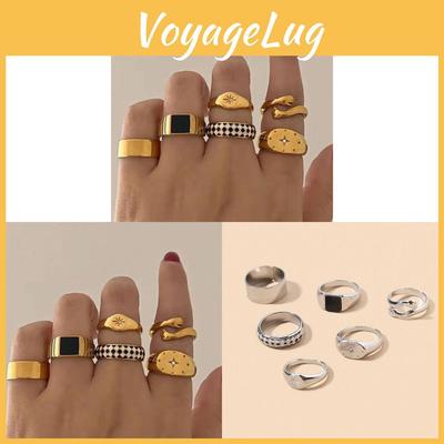 Стильные золотистые сплавные кольца для stacking (нанизывания) для женских аксессуаров, лето 2024