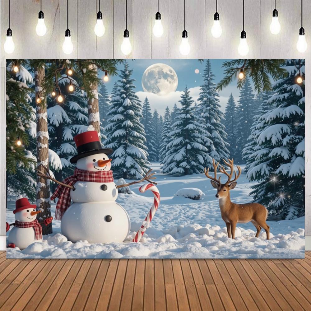 Winter Ice Snow Castle Photography Background Snow Scene Frozen Forest Wonderland Christmas Party Home Decor Photo Backdrop Prop12