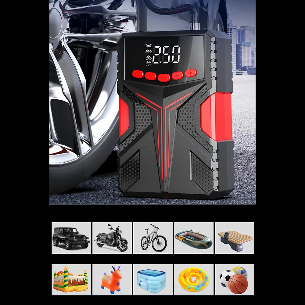 Многофункциональное пусковое устройство с воздушным компрессором, 2000 А, дополнительный аккумуляторный блок питания (До 6,5 л