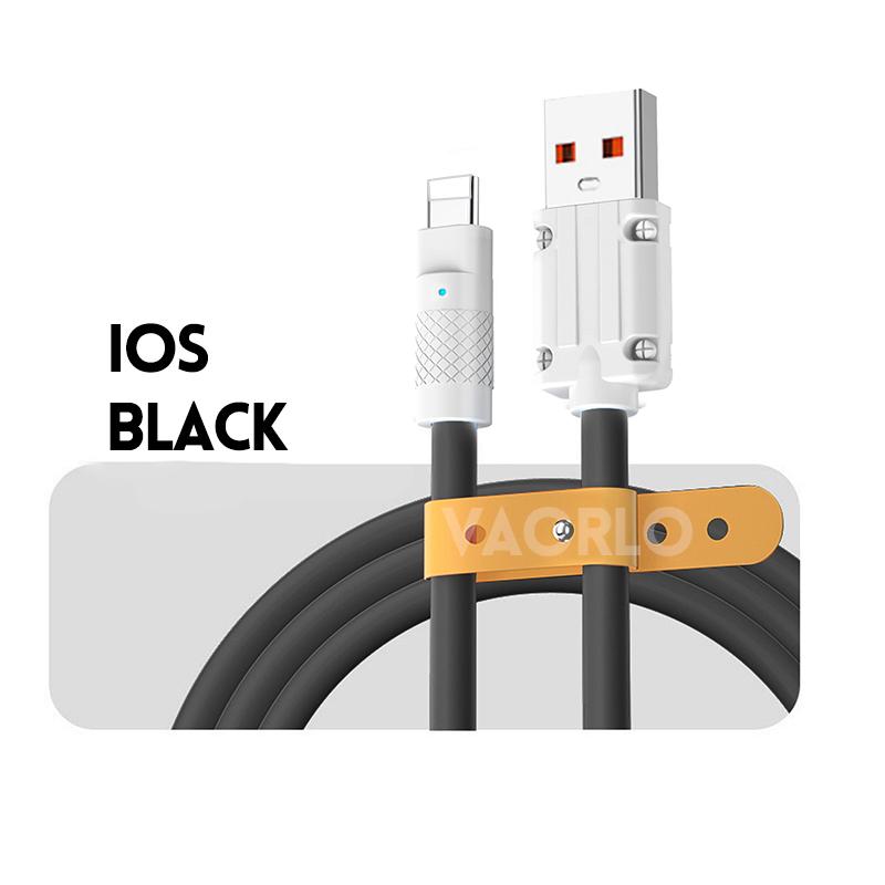 VAORLO 6A Кабель для быстрой зарядки USB-кабель для передачи данных для Micro Typoe-C Lightning Super Charge с органайзером для кабеля