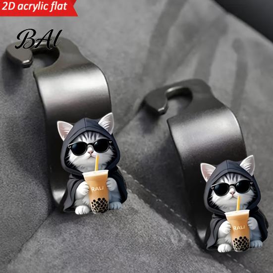 Car Storage Accessories Seat Hook, Cartoon Cat/Dog Pattern Decor, Durable Load Bearing Acrylic Heavy Duty Purse Hook Headrest Hanger, Universal