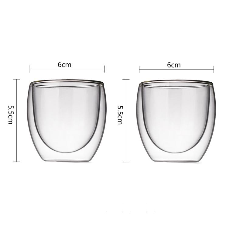 80ml/225ml/320ml Latte Coffee Cup Cocktail Glass Juice Mug Double Wall Glass Cup Heat-resisting Water Bottle Household Glassware