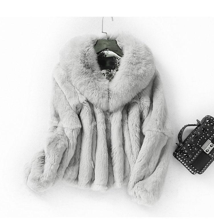 Осенняя куртка из искусственного меха кролика Рекс, женская короткая, цельнокожаная, воротник из искусственного меха лисы, приталенный крой, длинный рукав, пуговица на подбородке