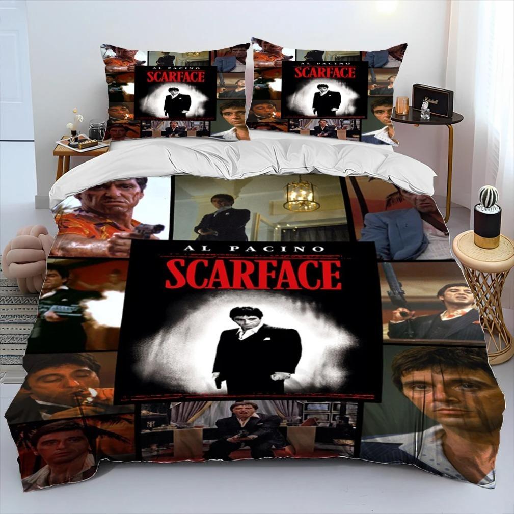 Tony Montana Scarfaces Duvet Cover Pillowcase Bedding Set Youth adults Girl Boys Bedroom Decoration 2/3pcs set Single Double