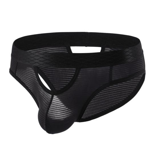 Мужские трусы-слипы, высокая эластичность, облегающий крой, однотонные, с полосатым принтом, дышащее сетчатое белье, гладкая обработка, низкая посадка