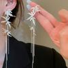 Chinese Ancient Style Long Tassel Dangle Earrings Zinc Zinc Alloy Ear Jewelry Bamboo Leaf Earrings  Women