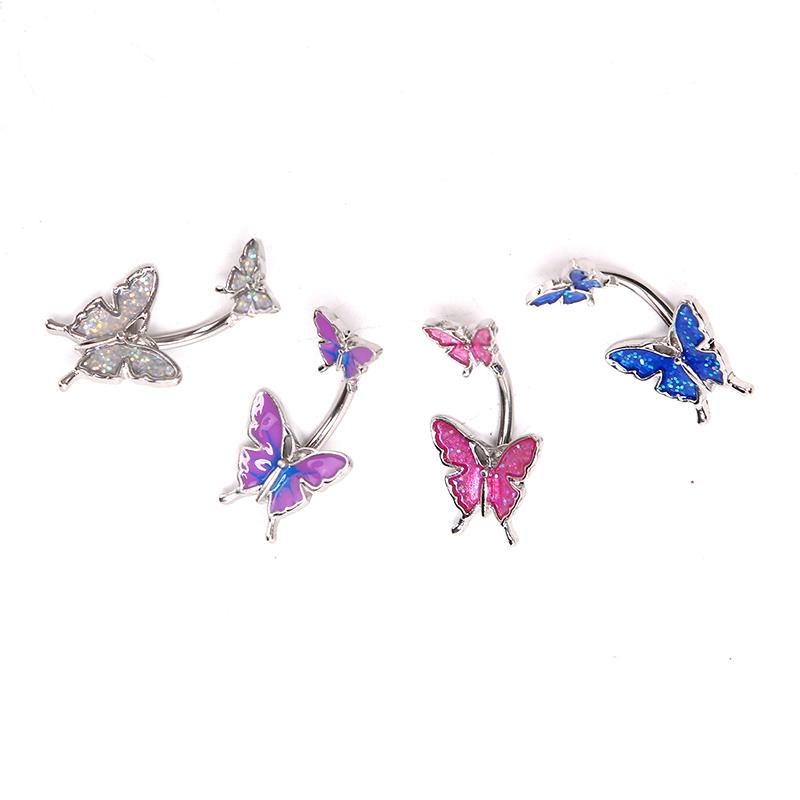 1Pcs 316L Surgical Steel Navel Belly Button Rings Butterfly Barbell Navel Ring