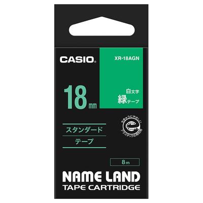 Casio Ленточный принтер Nameland Лента 18 мм Зеленая Белые символы XR-18AGN