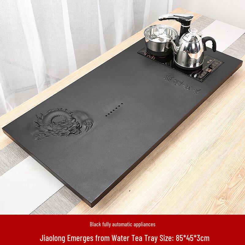 Buddha Design Black Gold Stone Tea Tray Set