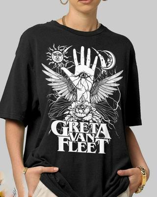Greta Van Fleet Подарок для Семьи Черная Футболка Хлопок Унисекс Унисекс Футболка