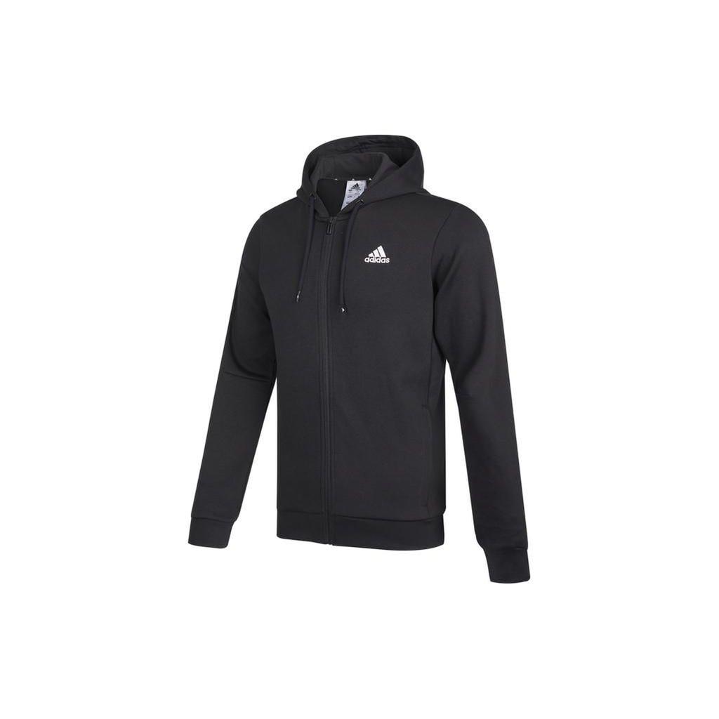 Adidas Embroidered Logo Sport Knit Hoodie Jacket Men Jackets Black HB5081