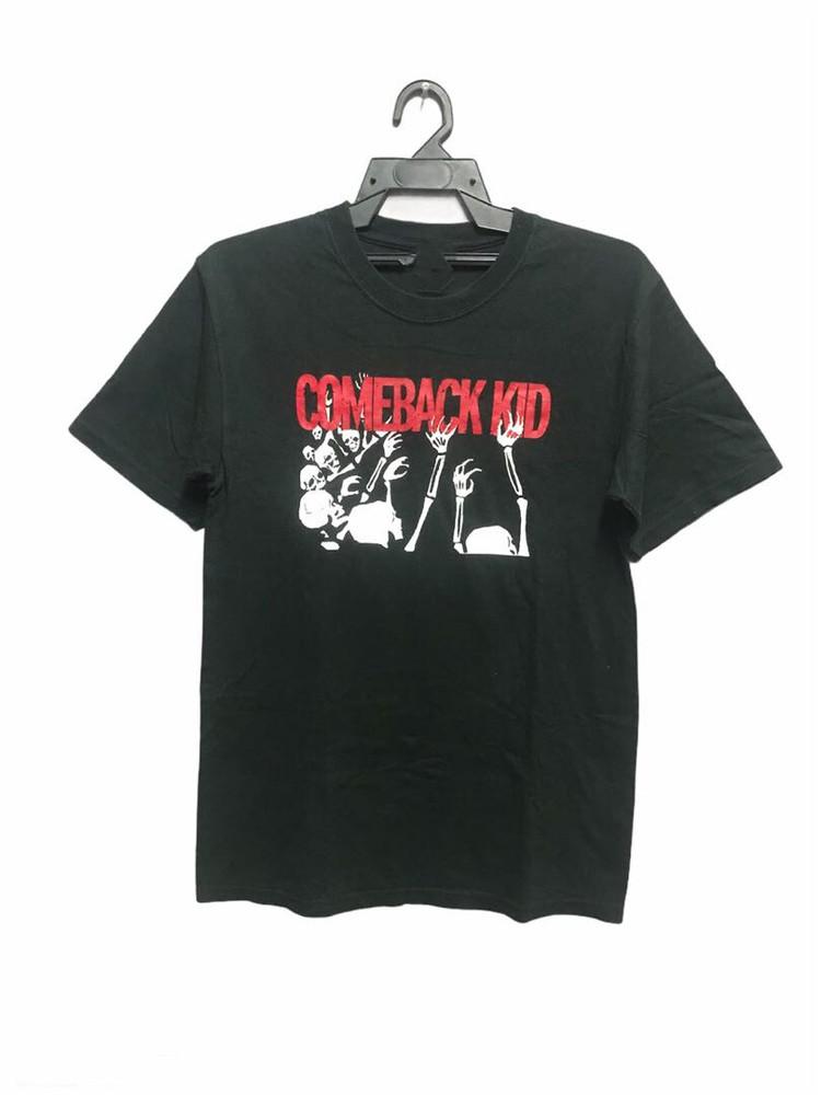 Трендовая футболка с принтом 'Comeback Kid Band' Черная, из плотного хлопка, размеры S-4XL, артикул PP580, унисекс