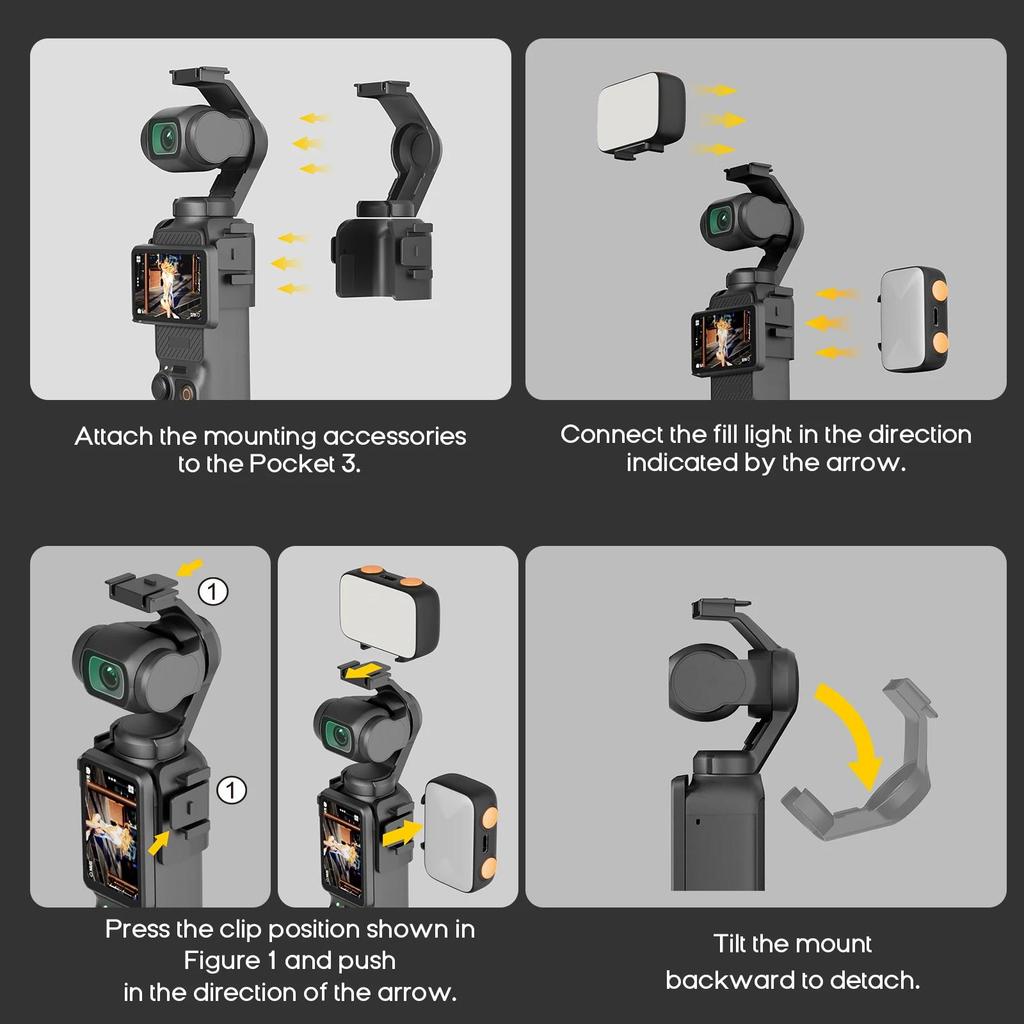 LED Light for DJI OSMO Pocket 3 4 4 Pro Accessories Gimbal Selfie Vlog Video Auxiliary Fill Lighting Brightness Adjustable 7