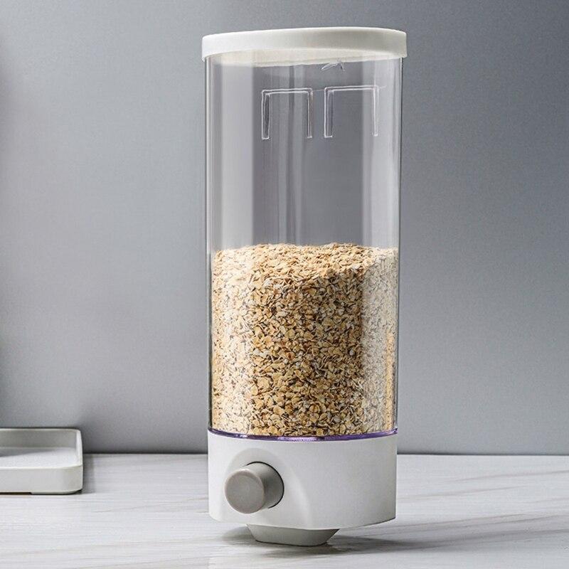 Wall Mounted Automatic Rice Cereal Dispenser Plastic Transparent Grain Storage 667A