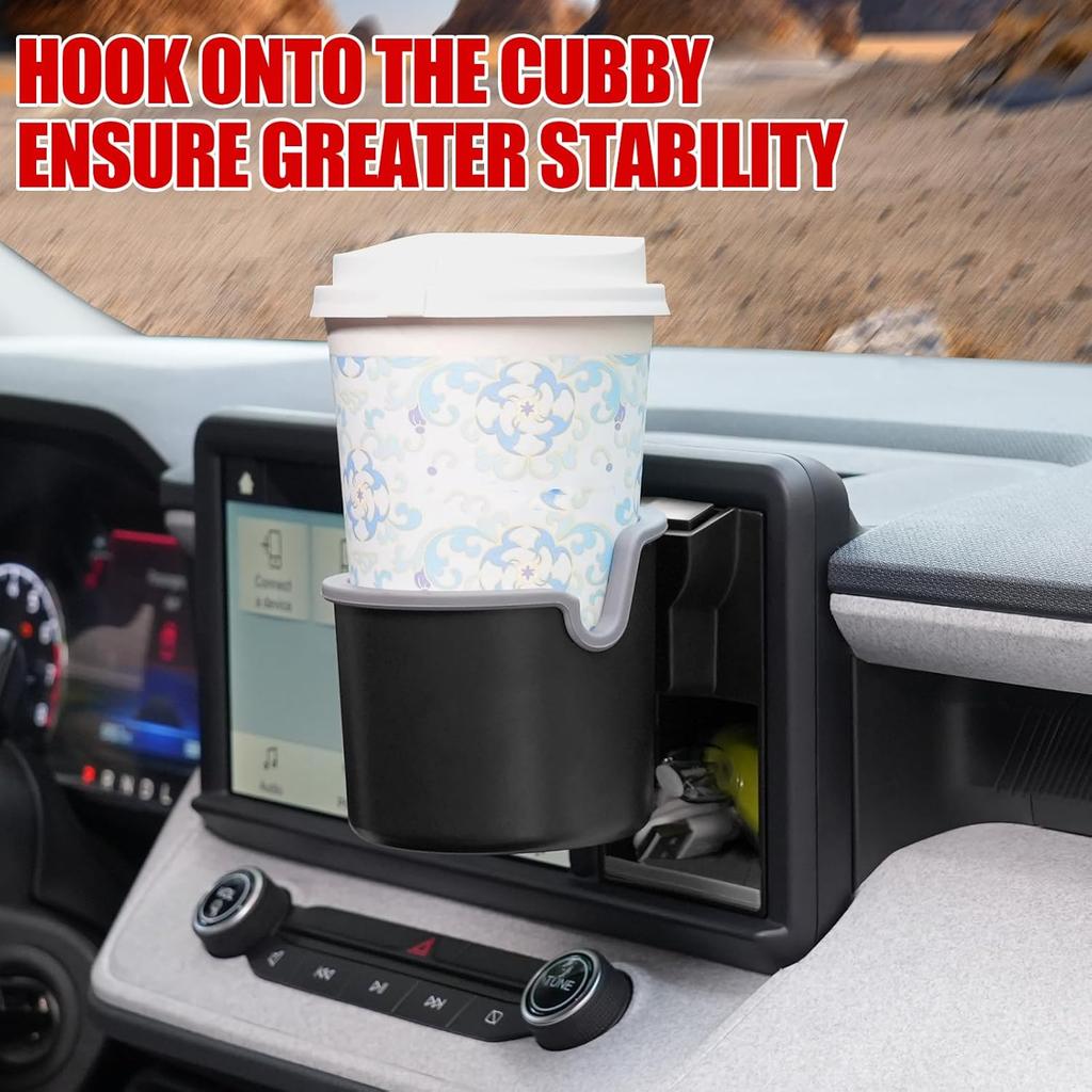 Mabett Multi-Function Cubby ert Set for Ford Maverick -2024 Accessories, Dash Mount Electric Fan Cup Holder Storage Box Kit (Phone Holder+Fan+Cup