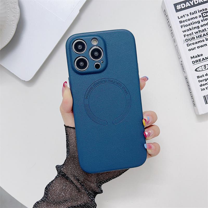 Прецизионная защита камеры с отверстием, беспроводная зарядка для кожаного чехла Magsafe для iPhone 15 14 13 12 Pro Max Plus, магнитный противоударный чехол-бампер