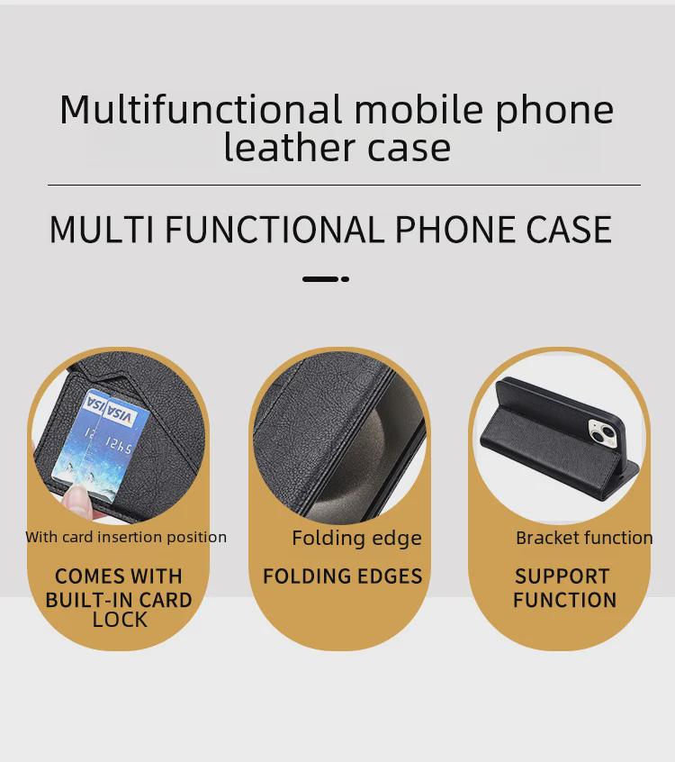 Многофункциональный чехол-кошелек для Samsung S25/S24: Кожа, отделения для карт и функция A16 Flip