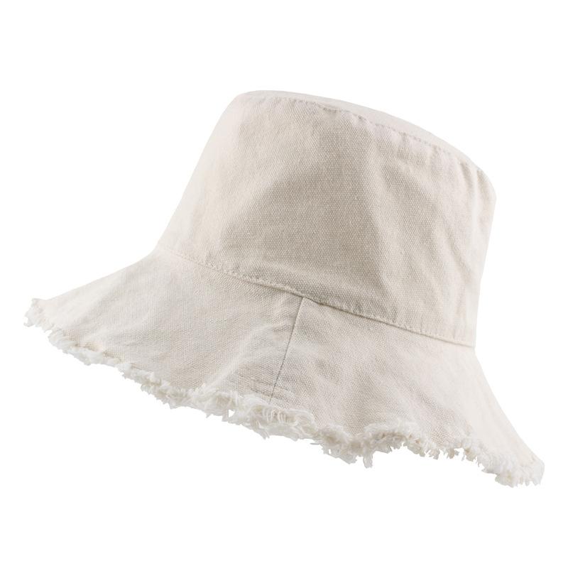 Cotton Fringed Fisherman Cap Soft Aluminum Wire Shape Water Wash Bucket Hat Women Four Seasons Solid Outing Basin Hat