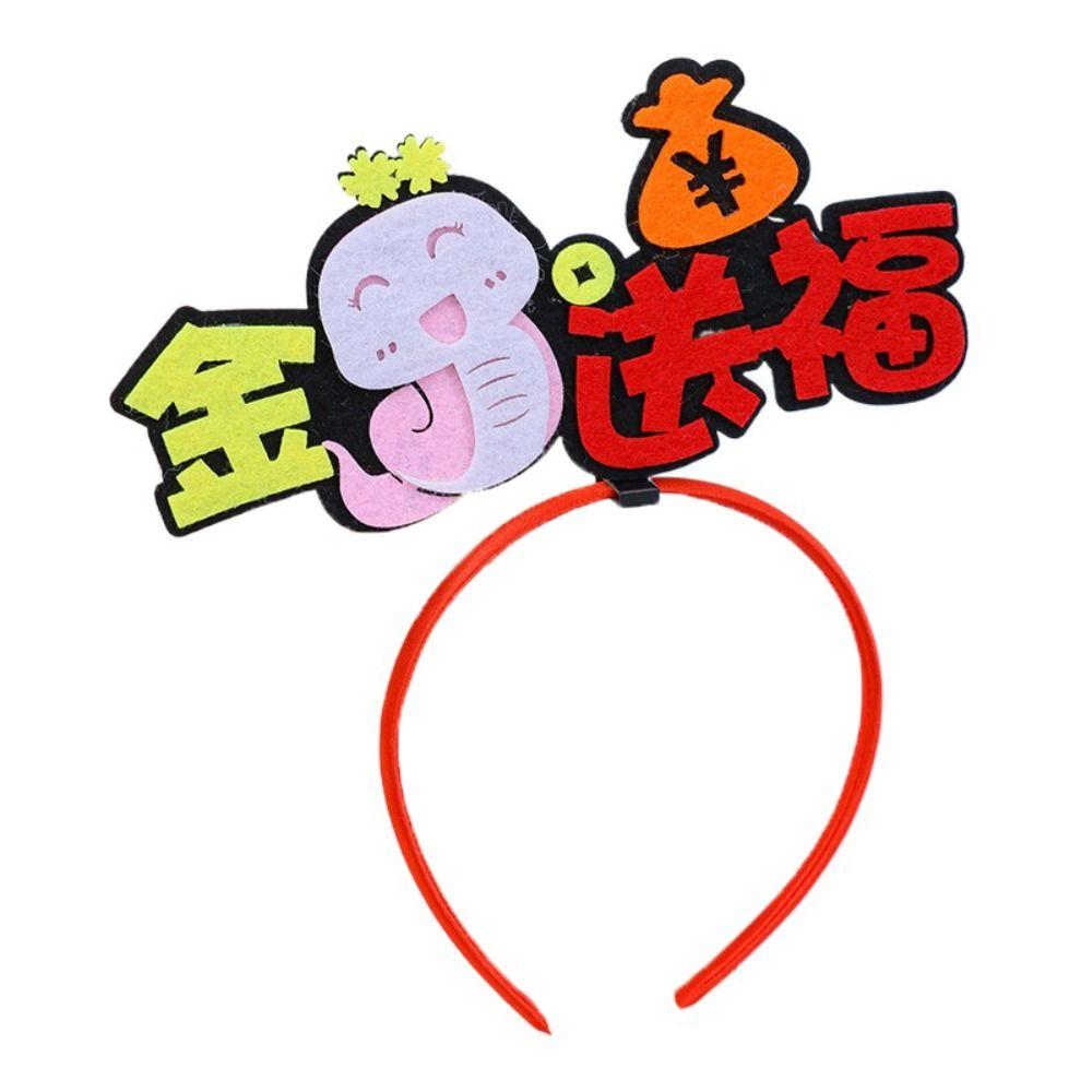 Red Snake Year Hairband Cartoon New Year Headdress 2025 Happy New Year Headband New Year Dress Up