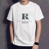 Летняя мужская тонкая футболка с короткими рукавами и круглым вырезом, трендовая рубашка с верхом из чесаного хлопка, футболка с принтом буквы R