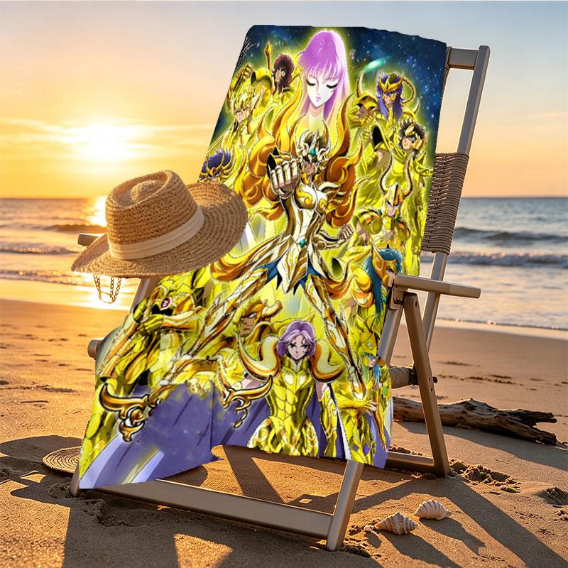 Saint Seiya Print Beach Towel Design, Soft, Lightweight. for Home Bathroom, Spa, Pool, Yoga, Surfing, Camping, Gift for Family, Friend