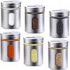 6PCS Spice Tins, Spice Jar Stainless Steel Spice Jars Spice Jars with Swing Lid for Storing Herbs, Salt, Pepper or Seasonings