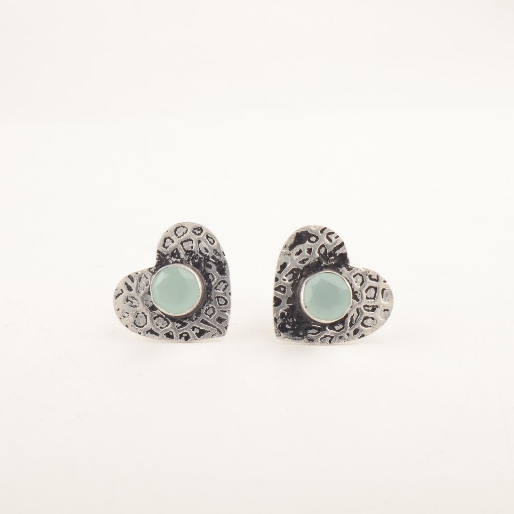 Natural Aqua Chalcedony Sterling Silver Stud Post Sisters Gift Earrings Jewelry EE-143-17