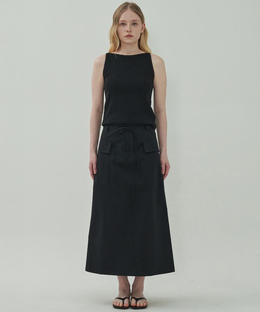 Mot Pocket String Long Skirt-Black