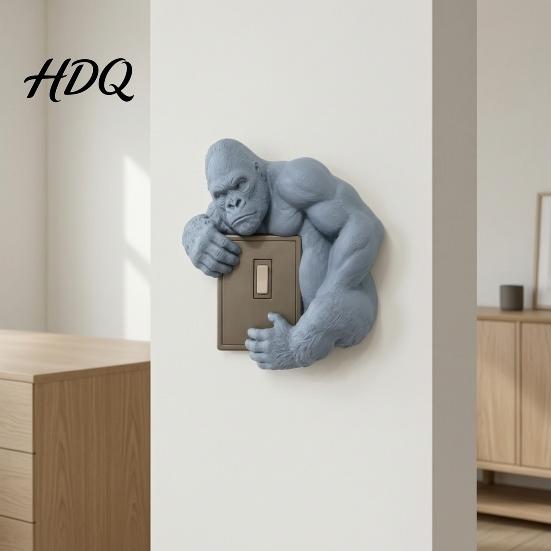 Художественное Декорирование Накладки на Выключатель 3D Панель Декор Гориллы Орангутан Крышка Настенного Светильника Животное Крышка Скульптура для Дома Спальни Гостиной Искусство
