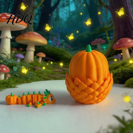 Подарок для любителя тыкв Украшение «Яйцо дракона» 3D-печать Гибкое Подвижное тело Игрушка для снятия стресса Украшение на Хэллоуин Коллекционный предмет для домашнего декора Уникальный