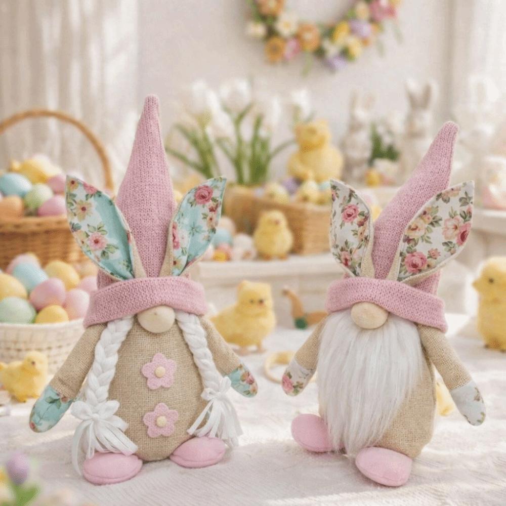 Spring Bunny Themed Easter Bunny Gnome Faceless Design Elf Stuffed Doll Tabletop Decor