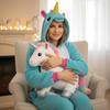Onesie Kigurumi Pajamas Costume Blue Unicorn : 145 - 155Cm