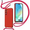 Case for Samsung Galaxy A16 4G/5G, Soft Slim Red Liquid Silicone Protection with Lanyard