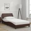 VidaXL Bed Frames with Headboard, Upholstered Bed with Slatted Base, Single Bed with Bedroom Feet, Brown 100x200 Cm 373140