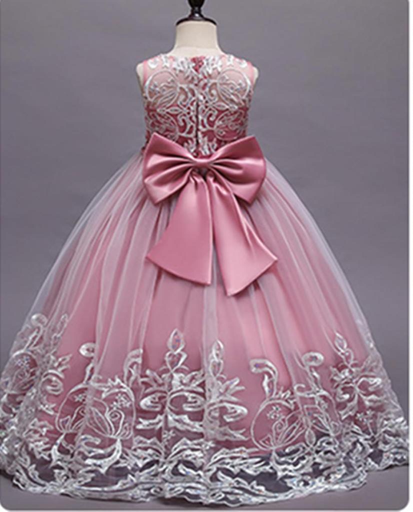 Karwavyi Long Dress for Perfect for Piano Kindergarten Entrance and Sleeveless and Perfect for Formal Wear Children's Girls, Recitals, Weddings,