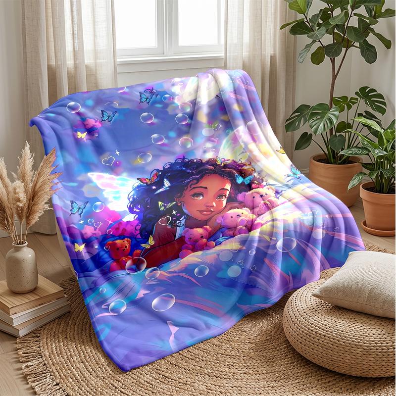 Fairy Dreams with Butterflies Theme blanket Lightweight Warm Flannel Blanket Decorative Throw Blanket for Home Decoration