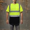 Мужская светоотражающая одежда с коротким рукавом и круглым вырезом, светоотражающая футболка с сетчатыми вставками, промышленная рабочая одежда
