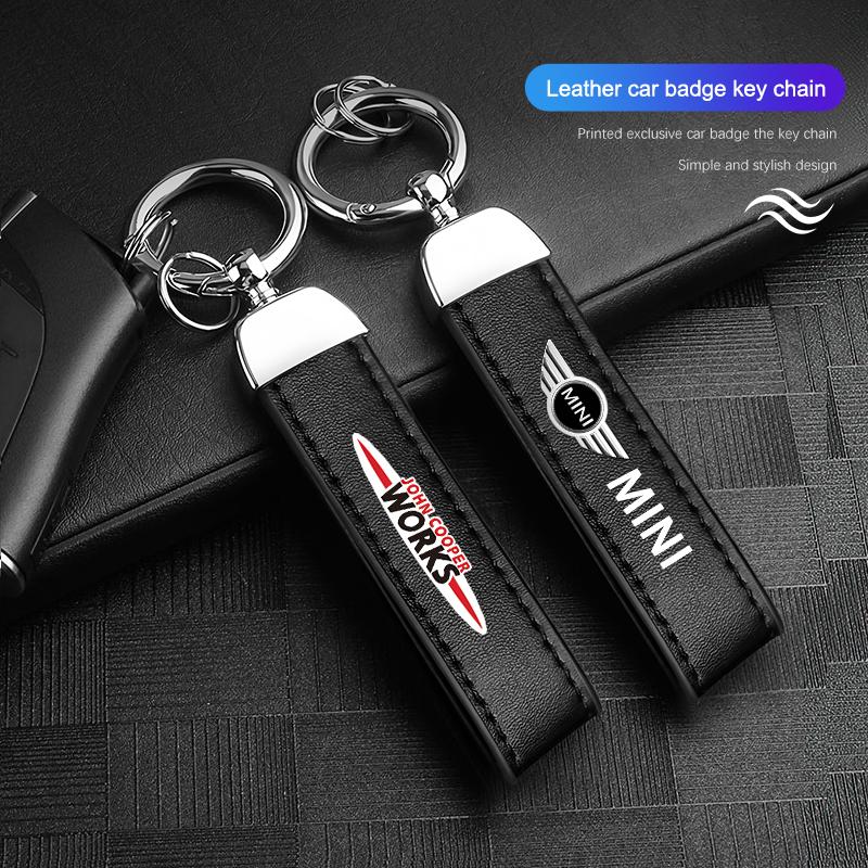 4S Dealership Car Emblem Keychain Calfskin Auto Key Chains For MINI One Cooper JCW Countryman Clubman Cabrio Paceman Coupe WORKS uylez55