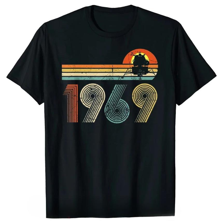 Забавная футболка Anniversary 1969 Vintage с графическим принтом, хлопковая уличная футболка с коротким рукавом, стиль подарков на день рождения