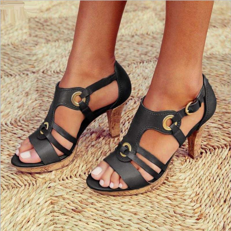 Women High Heel Sandals Ladies Sandals Comfortable Pumps Shoes Open Toe Buckle Shoes Women Footwear