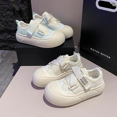 Модные женские туфли на плоской подошве Белые туфли Повседневные и универсальные женские туфли Большой носок Толстая подошва Тренд